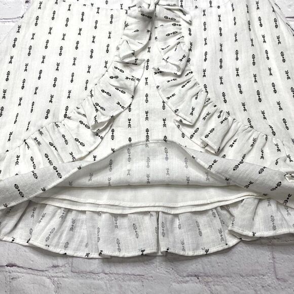 Lost & Wander Ruffle Faux Wrap Rayon Mini Skirt Black White Small - Picture 5 of 9